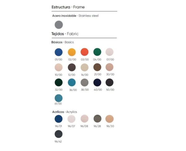 Colores disponibles en el parasol Ocean