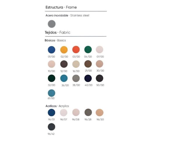 Colores disponibles en el parasol Pamela