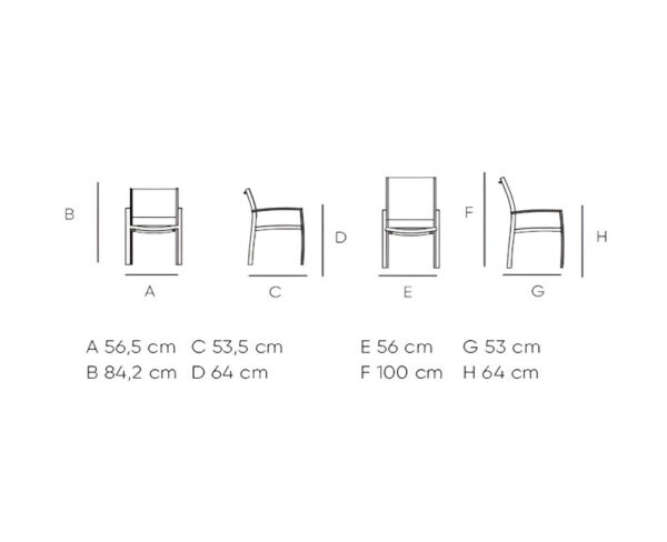 Medidas del sillón Etna con el respaldo bajo y el respaldo alto