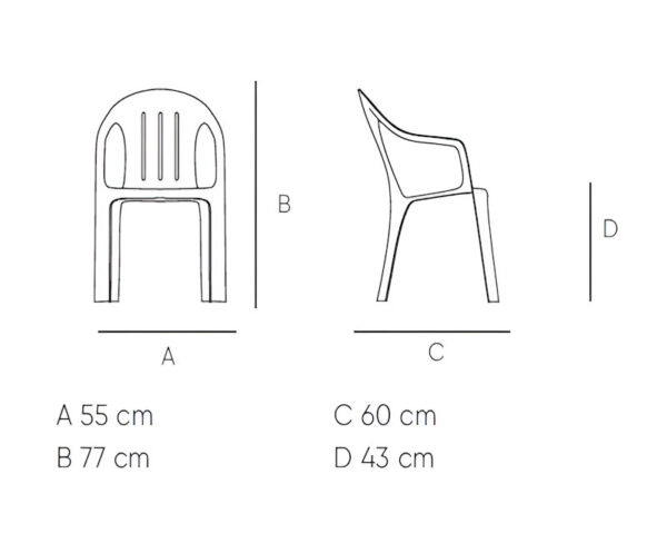 Mesures de la cadira de braços Selva