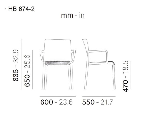 Mesures cadira de braços Volt HB 674-2