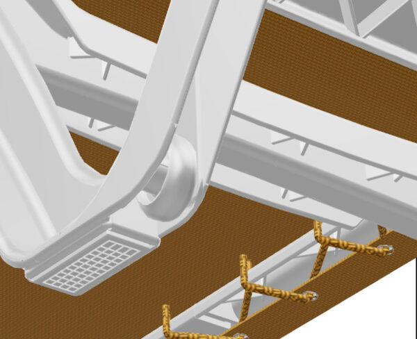 Detalle tumbona Eva Pro de las ruedas con las que cuenta para arrastrarla con más facilidad.