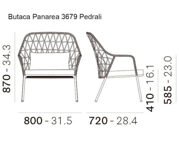 Medidas butaca Panarea Lounge 3679