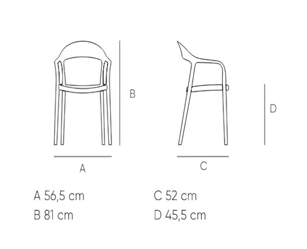 Mesures de la cadira de braços Duna