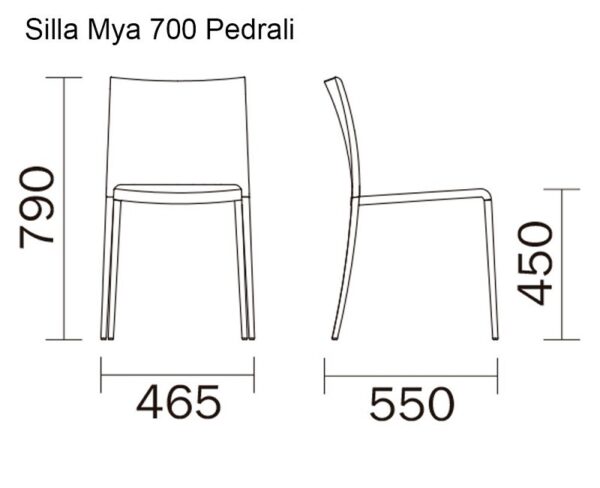 Mesures Cadira de braços Mya 700