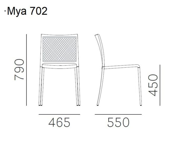 Mesures Cadira de braços Mya 702