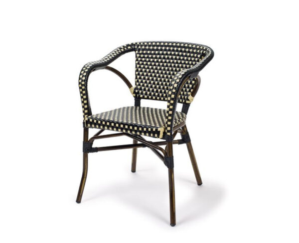 Sillón Mónaco con trenzado negre-crema