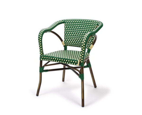 Sillón Mónaco con trenzado verde-crema