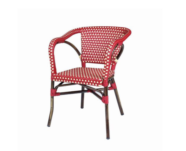 Sillón Mónaco con trenzado rojo-crema