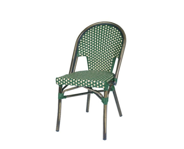 Sillón Toulouse con estructura color deco bambú y asiento y respaldo trenzado verde-crema