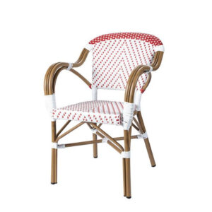 Sillón Anglet con acabado trenzado rojo-blanco