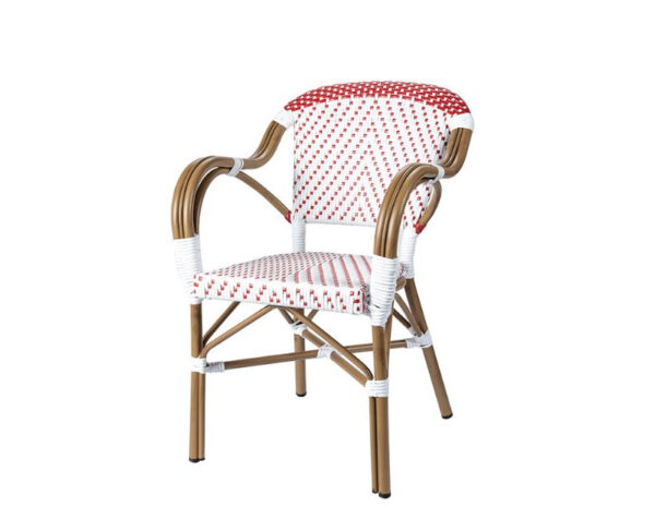 Sillón Anglet con acabado trenzado rojo-blanco