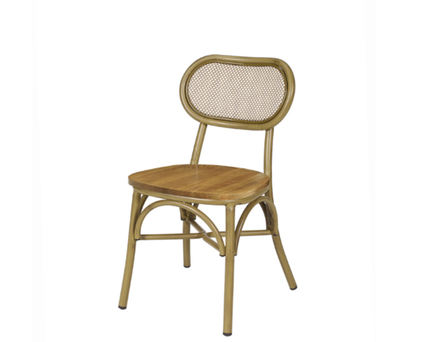 Silla Traviata estructura deco bambú, respaldo textilene latte y asiento